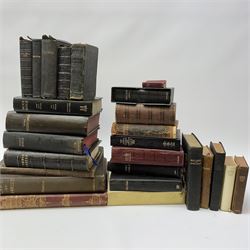 Twenty-six Victorian and later Bibles and Prayer Books etc, some with leather bindings, including 1922 Hebrew bible.