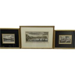 Edward Francis Finden (British 1791-1857) after William Westall (British 1781-1850): 'Whitby Yorkshire', engraving with hand-colouring together with after Nathaniel Whittock (British 1791-1860): 'The Museum and New Bridge - Scarborough', engraving with hand colouring and 'A Perspective View of Scarborough', 19th century engraving with hand-colouring max 15cm x 31cm (3)