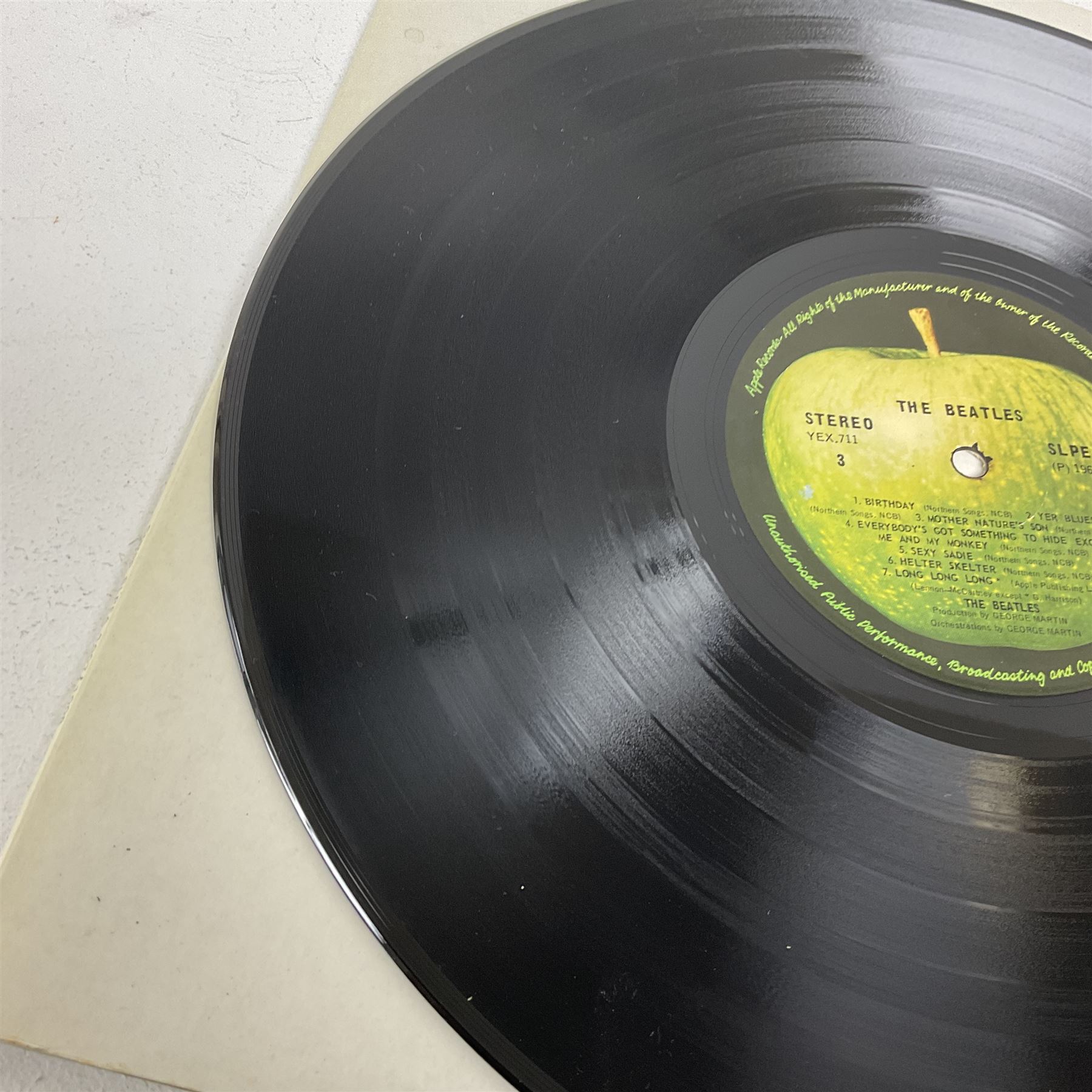 The Beatles White album vinyl record, with side opening gatefold sleeve, Apple Records, Stereo, SLPEA-1007 and 1008, YEX 710, 711 and 712