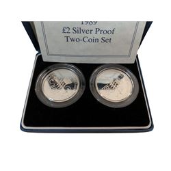 Three The Royal Mint United Kingdom silver proof coins or sets, comprising 1989 two pound coin two coin set with 'Tercentenary Of The Claim Of Rights' and 'Tercentenary Of The Bill Of Rights, 2016 'The Last Round Pound' and 2016 'The Last Round Pound' piedfort, all cased with certificates 
