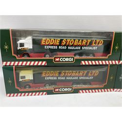 Corgi Eddie Stobart - eight various lorries; nos. 59502, 59503, 59504, 59538, TY87001, 60011 (3-piece set), 59508 & 59601; all boxed (8)
