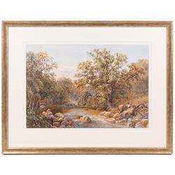 Revd Laurence George Bomford (British 1847-1926): 'On the Teign', watercolour signed titled and dated '80, 34cm x 51cm; Thomas Henry Hunn (British 1857-1928): 'At Goring Church and Mill - Beside the Thames', watercolour signed, titled in a later hand verso 30cm x 49cm (2)