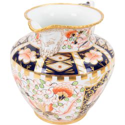 Royal Crown Derby Witches pattern jug, circa 1920s, with mask lip and gold rim, H15cm
