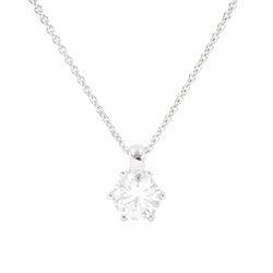 Rox Honour 18ct white gold single stone round brilliant cut diamond pendant necklace, hallmarked, diamond 0.20 carat, boxed with certificate