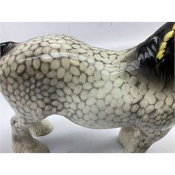 Beswick Shire horse in rocking horse grey no. 818, with printed mark beneath, H21cm