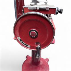Vintage Berkel 115 NEV meat slicer on pedestal, red finish