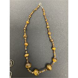 Ola Gorie silver spiral design necklace, hallmarked, together with a collection of beaded silver jewellery 