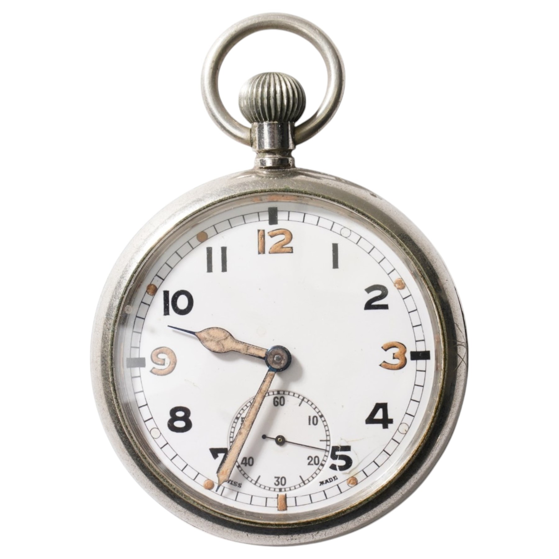 Jaeger-LeCoultre World War II Royal Air Force lever pocket watch, back case with broad arrow and numbered 6E/50 A 11942 and one other military pocket watch, back case stamped G.S.T.P Q 1682
