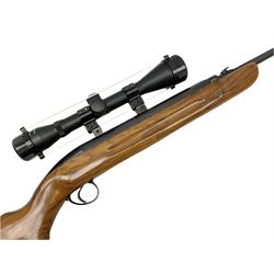 BSA .22 air rifle with under lever action and top loading, Nikko Stirling 4x40 scope L112cm