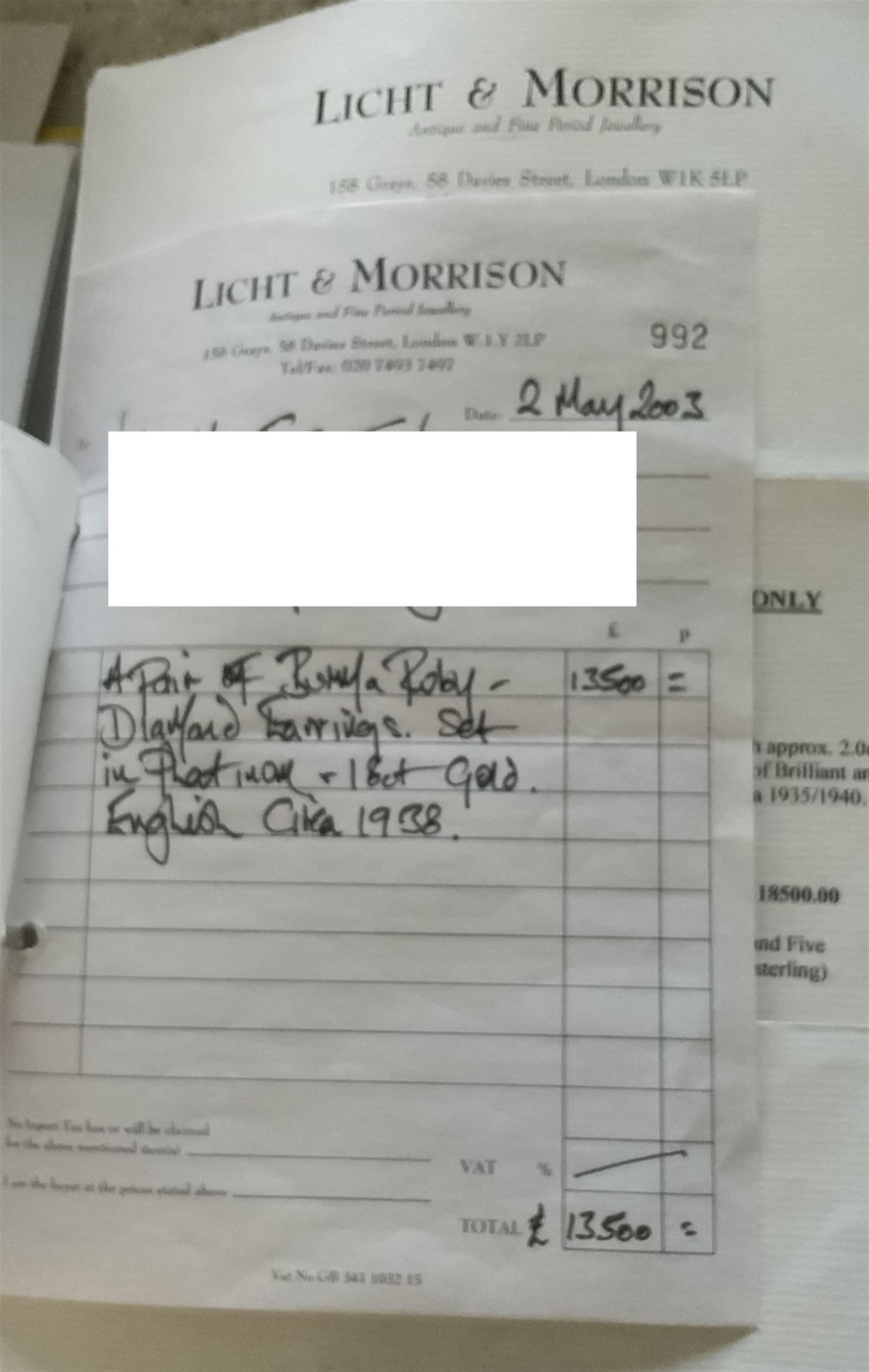 Pair of 18ct white and yellow gold Burmese ruby and diamond stud earrings, each cluster with five oval and round cut rubies and round brilliant cut and tapered baguette cut diamonds, total ruby weight approx 3.40 carat, total diamond weight approx 2.25 carat, in fitted box by Licht & Morrison, London