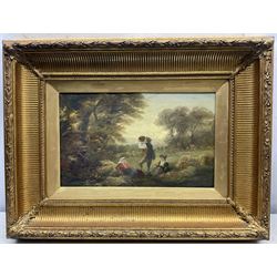 Attrib. Edgar Barclay (British 1842-1913): Wayside Camp, pair oils on canvas, one signed 'Barclay' 24cm x 40cm (2)