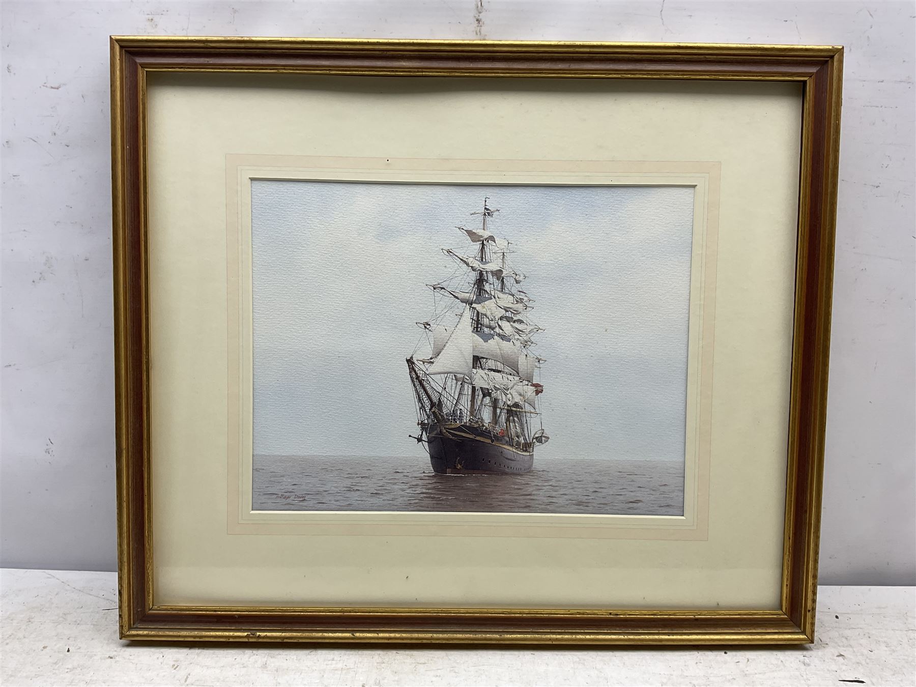 Roger Davies (British 1945-): Clipper at Full Sail, watercolour signed 31cm x 41cm