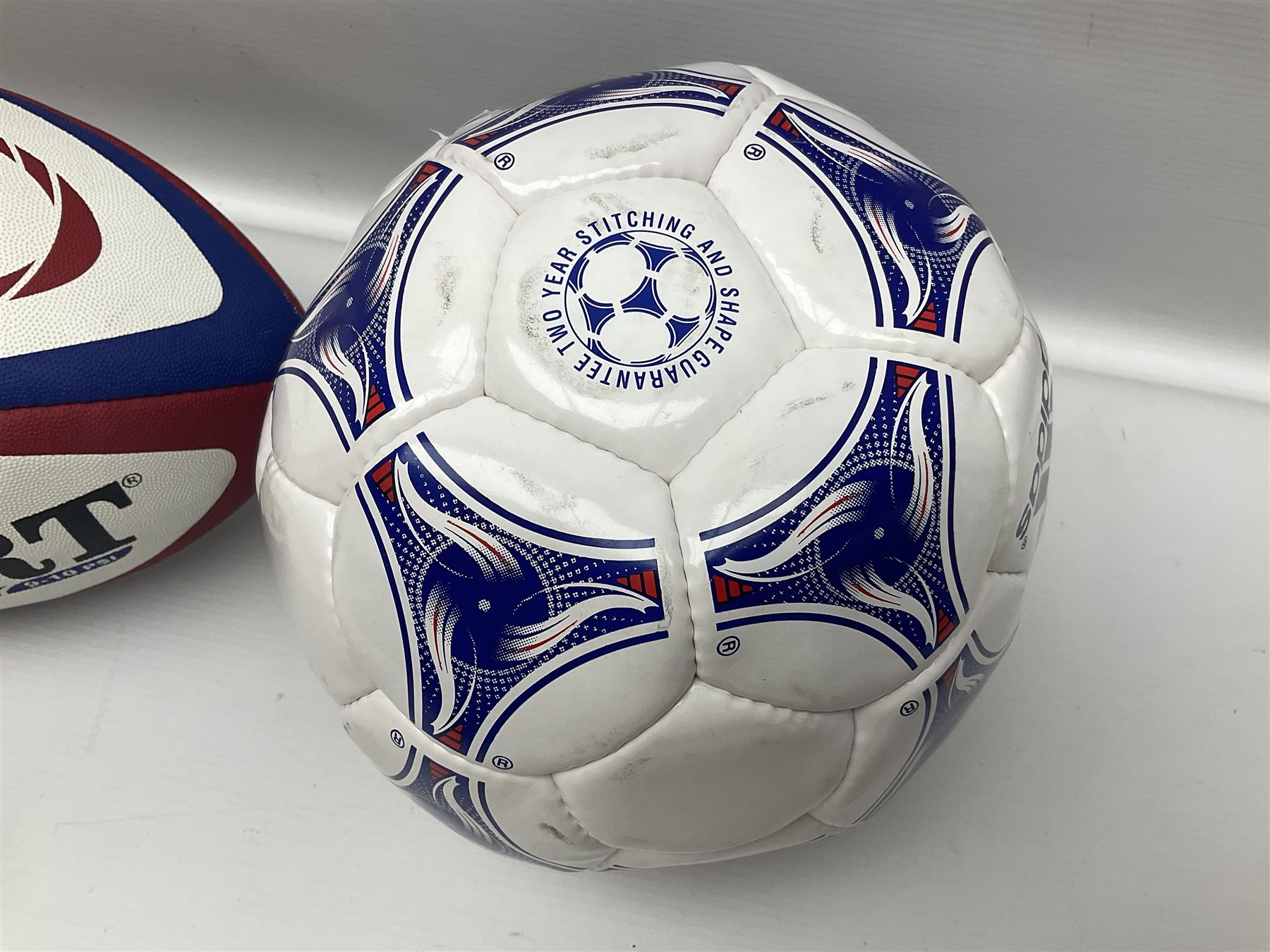 England Rugby official replica ball by Gilbert signed by Mike Tindall, together with a FIFA football