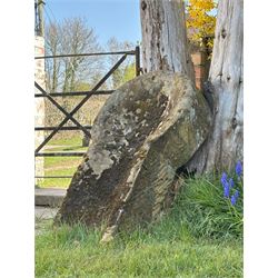 Hand hewn York stone pig feeder / water feature. H92cm. 
