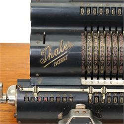 Thales Patent Antique Mechanical Adding Machine or comptometer, in wooden case 