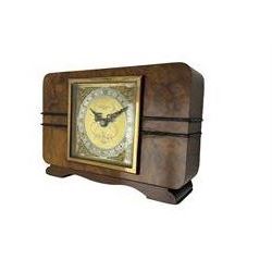 Elliot - 8-day1950’s Walnut veneered mantle clock ,with a timepiece movement and balance wheel escapement, square brass dial, silvered chapter ring, cast spandrels, and louis XV style hands within a glazed brass bezel, dial inscribed 