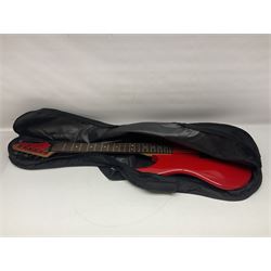 American Peavey Nitro 1 hand-made electric guitar in red with Kahler tremolo, serial no.02786479, L98cm overall; in soft carrying case.