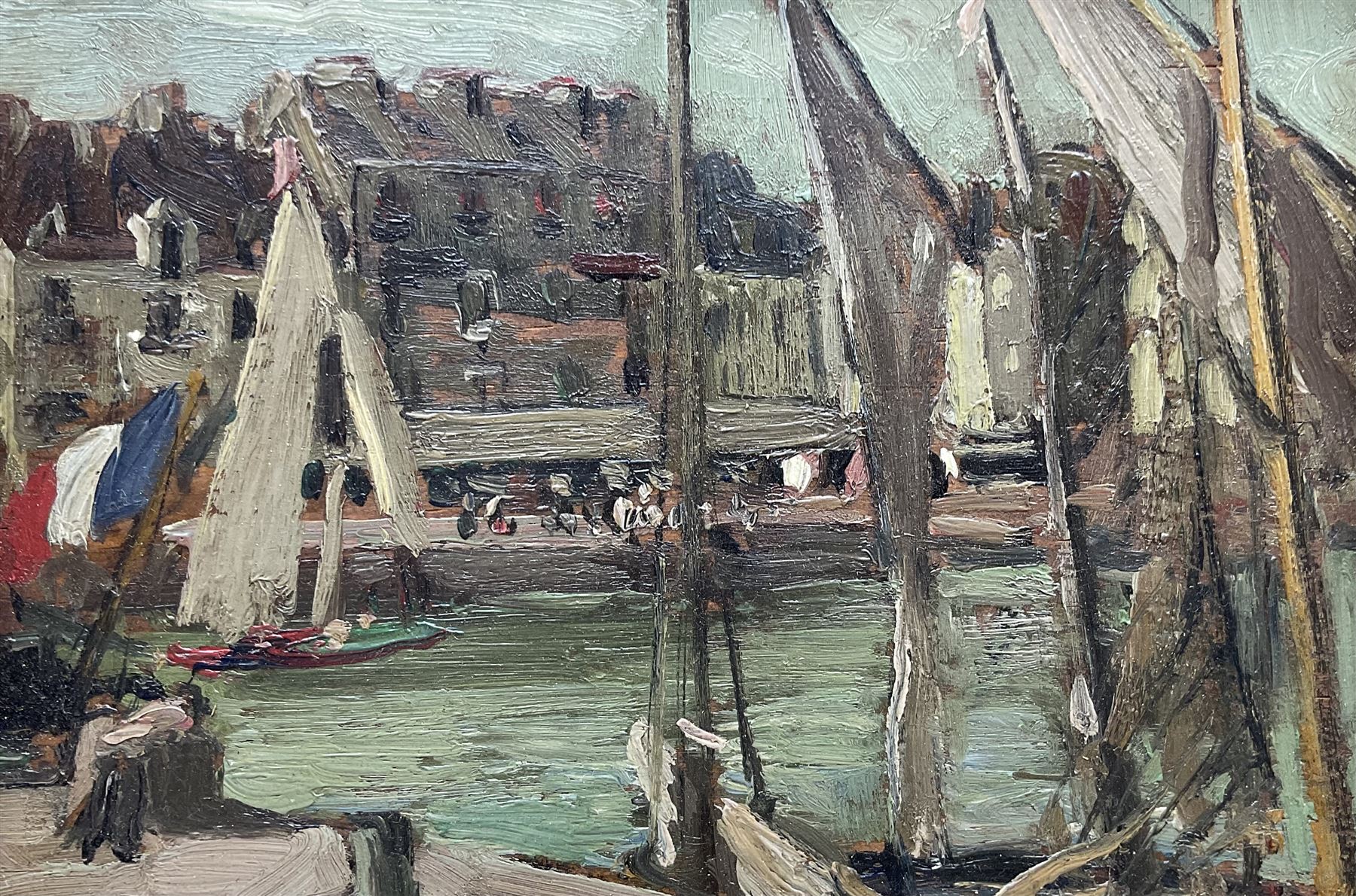 Alexander Jamieson (Scottish 1873-1937): A French Quayside, oil on panel unsigned 12cm x 18cm
