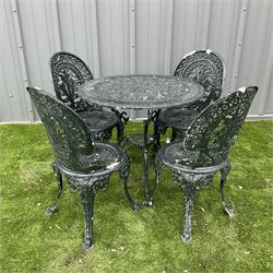 Victorian design cast aluminium circular garden table, and four chairs  - THIS LOT IS TO BE COLLECTED BY APPOINTMENT FROM DUGGLEBY STORAGE, GREAT HILL, EASTFIELD, SCARBOROUGH, YO11 3TX