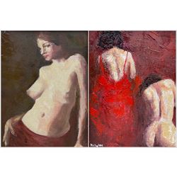Kelly (Contemporary): Studies of the Female Form, two oils on canvas signed and dated 2011, 24cm x 19cm (2)