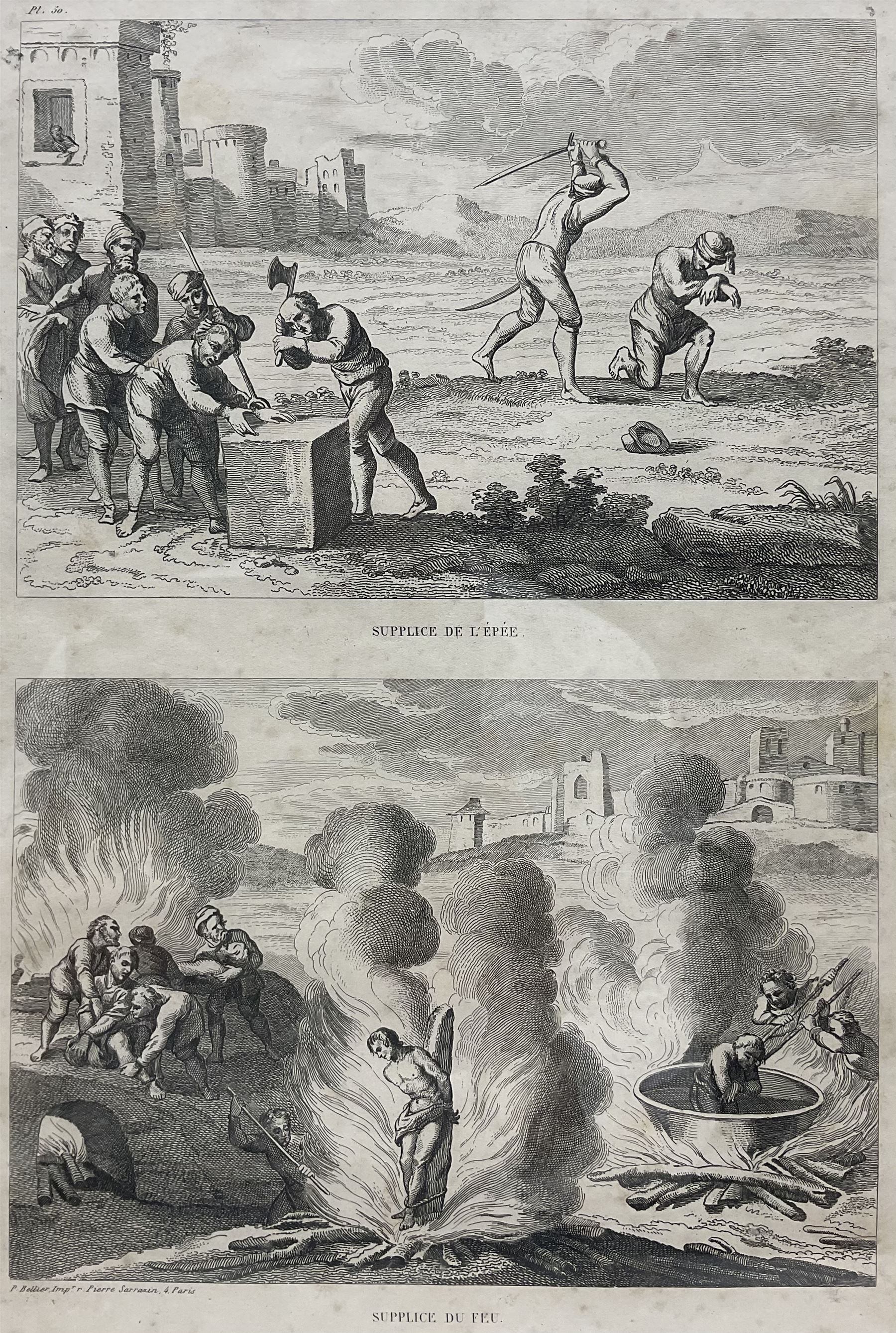French School (19th century): Torture Scenes, set of eight engravings variously titled 30cm x 20cm (8)