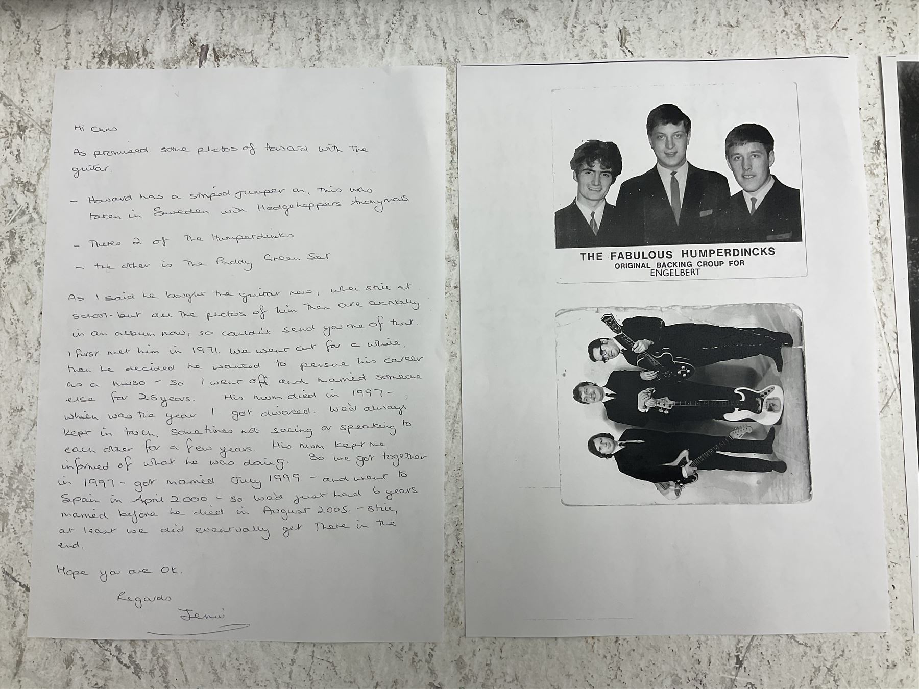 1963 Fender Jazz three-knob bass guitar; impressed with date code 7AUG63A on end of neck and serial no.L08587 on back plate; all original but re-finished in white in the 1970s; sold with photographs of the instrument in the 1960s with original finish and in the 1970s re-finished; L117.5cm; in original hard carrying case; Provenance: the professional guitar of Howard Livett from new to his death in 2005. Howard played in The Humperdincks, the backing group for Englebert Humperdinck, also played in the backing group for Max Bygraves and in the band Hedgehoppers Anonymous. The guitar is also sold with a manuscript letter of provenance from Howard's wife.