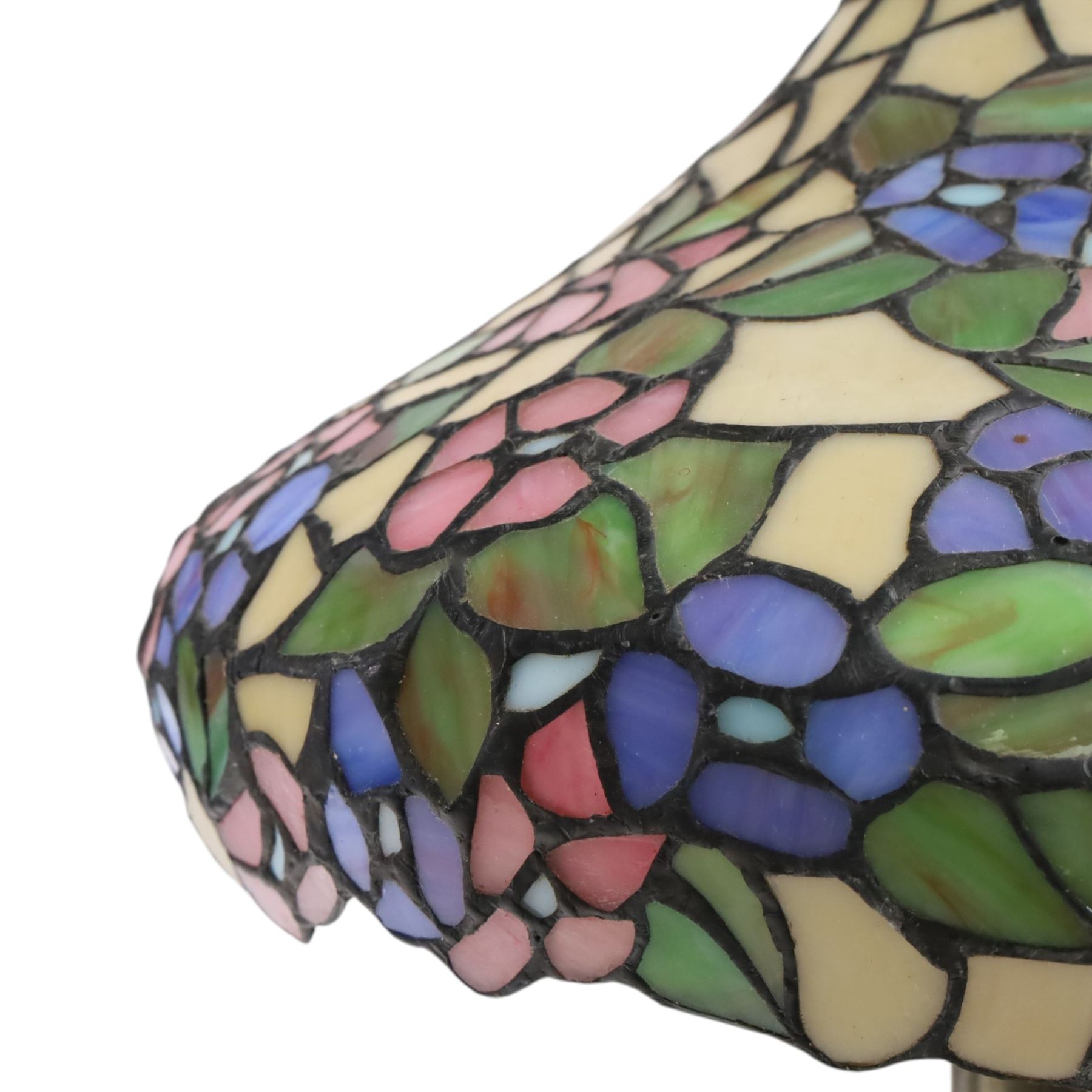Tiffany Style table lamp, with floral lampshade, together with two Tiffany style ceiling light shades 