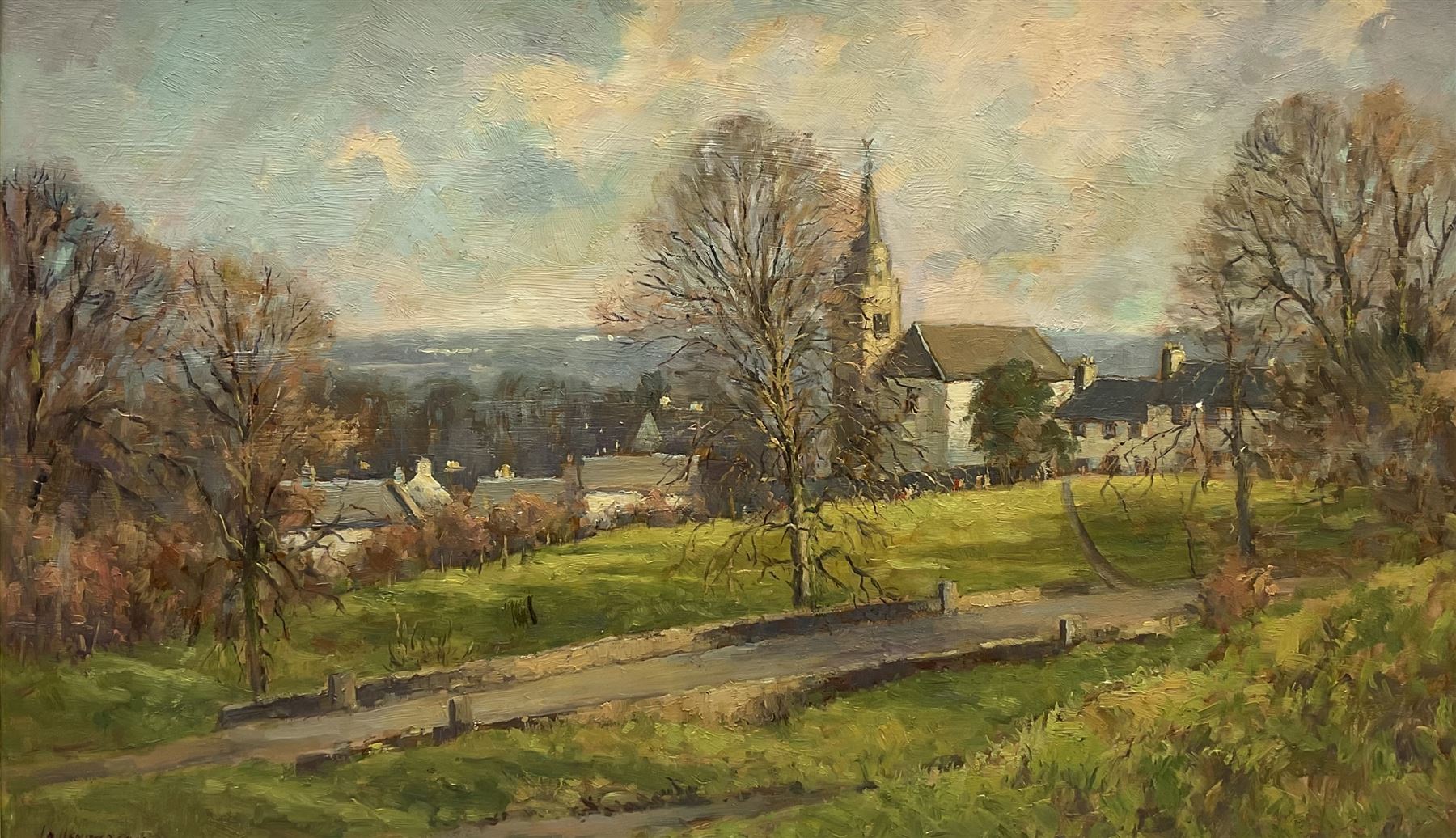 JD Henderson (Scottish 20th century): Eaglesham Hunt, oil on board signed 45cm x 75cm