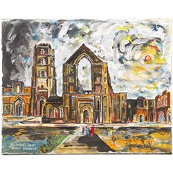 Brian Edwards (British 1944-): 'Fountains Abbey 1', acrylic on canvas signed and titled 40cm x 51cm (unframed)
Notes: Dr Brian Edwards is Emeritus Professor of Architecture at ECA Edinburgh University. He is the author of the book ‘Understanding Architecture through Drawing’, has exhibited at the Edinburgh Festival, the RSA and architecture section of the RA Summer Exhibition. As a retired architect, his paintings explore the interface between art and architecture