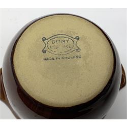 Denby dinner and tea wares, comprising largely Homestead pattern, to include dinner plates, salad plates, serving plates and dishes, bowls, teapot, coffee pot, hot water pot, teacups, saucers, milk jug, etc. 