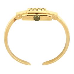 Primus ladies 18ct rose gold manual wind hidden wristwatch, on integral 18ct rose gold hinged torque bangle