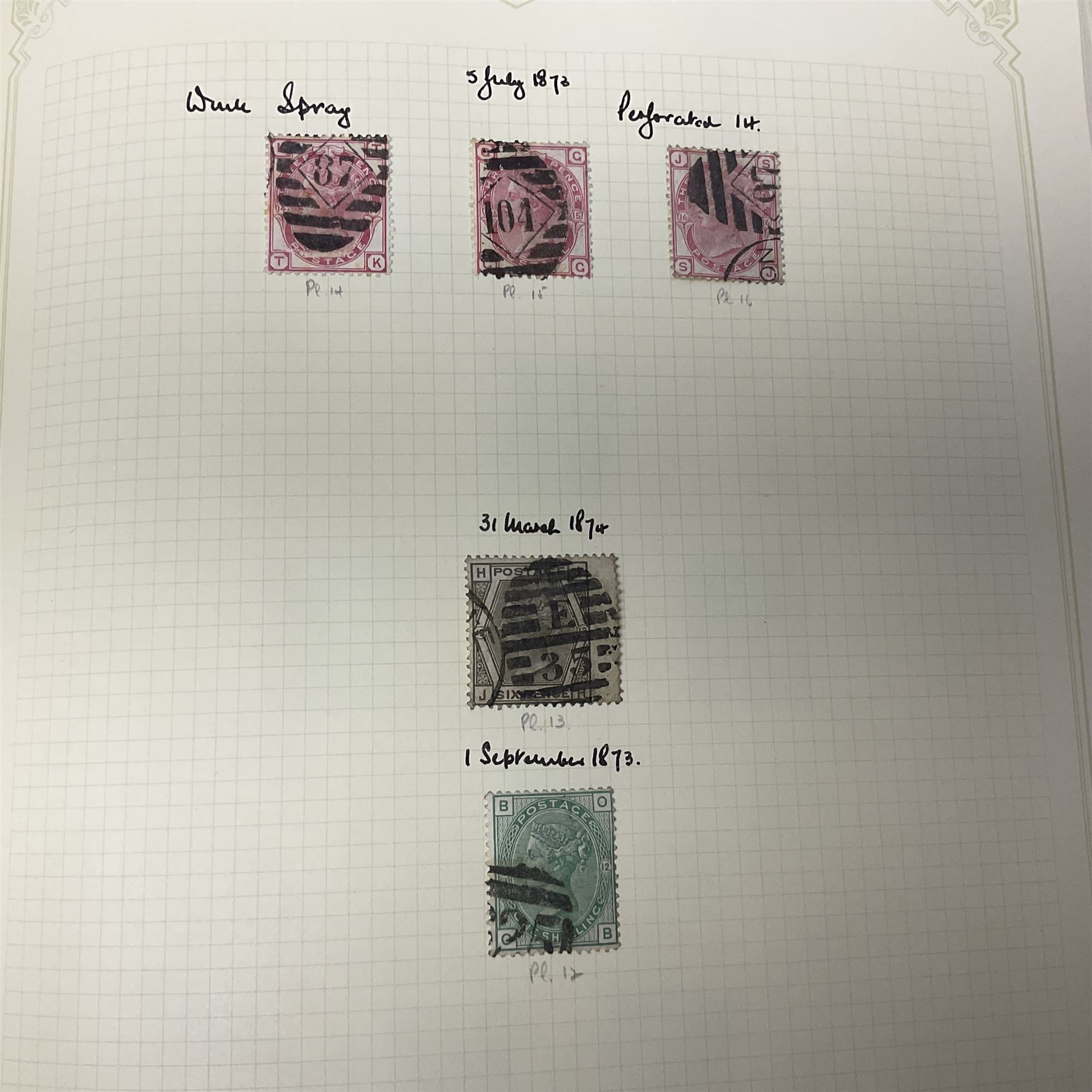 Mostly Great British Queen Victoria and later stamps, including penny black with red MX cancel, 1840 two pence blue with red MX cancel, imperf penny red with black MX cancel, perf penny reds, various Queen Victoria surface printed issues, King Edward VII two shillings sixpence and five shillings, King George V seahorses with values to ten shillings, King George VI with ten shilling dark blue used, Queen Elizabeth II pre and post decimal etc, housed in 'The Simplex Blank Album'