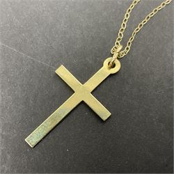 22ct gold wedding band, together with 9ct gold cross pendant necklace and 9ct gold chain links 