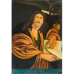 Four mid-19th century reverse glass mezzotints, 'Joseph sold by his brethren to the Ishmaelites' 'St Luke' 'St John' and 'St Matthew', 34cm x 24cm (4)