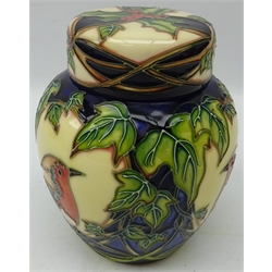  Moorcroft limited edition ginger jar, decorated with Robins amongst ivy & holly, designed by Philip Gibson dated 2005 no. 27/75 H16cm   
