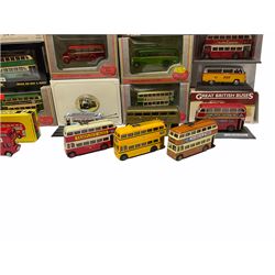 Various Makers - thirty die-cast models of buses and coaches by Budgie, EFE, Corgi, Original Omnibus, Atlas etc; twenty-five boxed and five unboxed; together with two boxed Hong Kong plastic friction-drive buses (32)