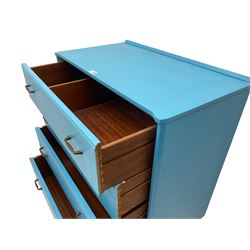 Lebus Link - mid-20th century blue finish teak chest, fitted with four graduating drawers