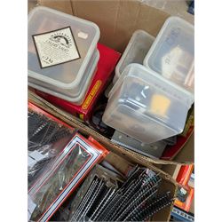 Collection of mostly Hornby '00' gauge model railway, including two Inter-City locomotives and carriages, railway buildings and scenery, track, controllers and other accessories, some boxed and some empty boxes