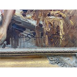 Nino Salvadori (Italian 1918-?): Young Fisherboys, oil on canvas signed 49cm x 69cm