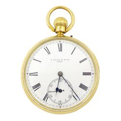 Early 20th century 18ct gold half hunter keyless lever pocket watch by W. Davis & Sons, Bi...