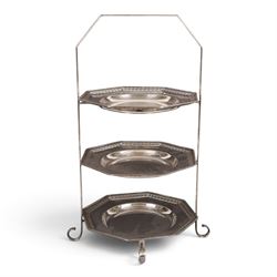 Mappin & Webb Princes Plate three level cake stand, H43cm 