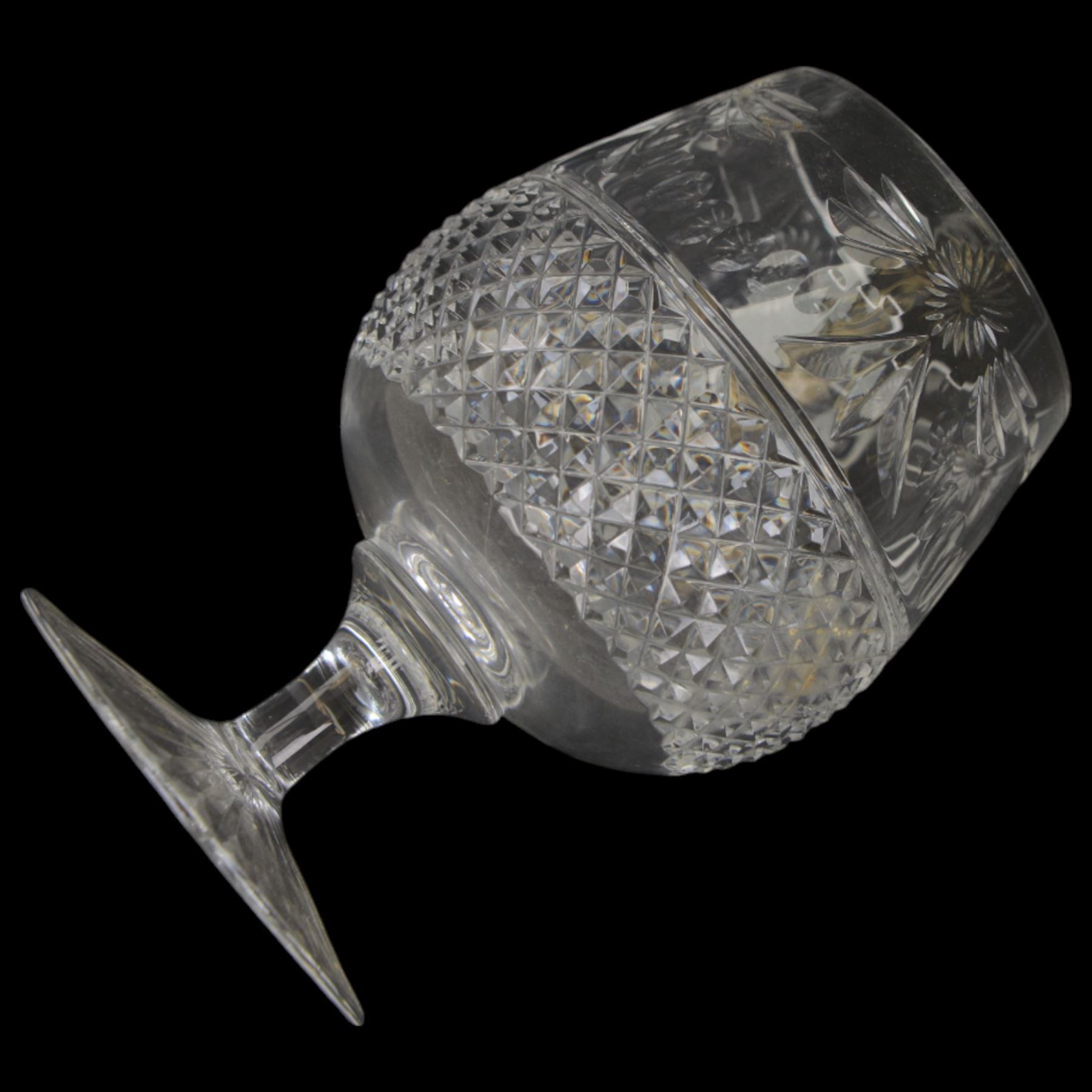 Set of six Stuart Crystal Beaconsfield pattern brandy glasses and set of six sherry glasses