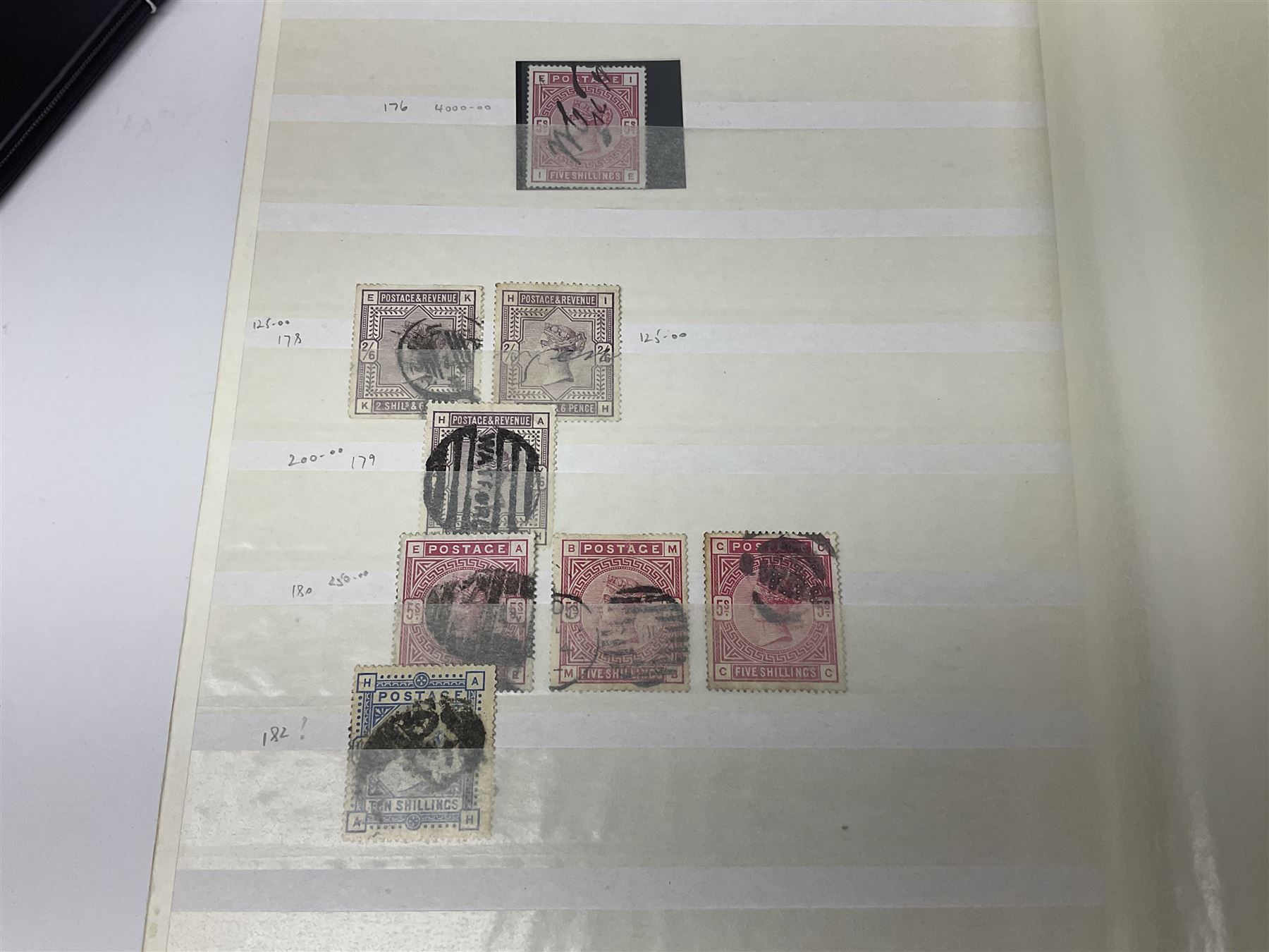 Mostly Great British Queen Victoria stamps, including penny black with black MX cancel, 1840 two pence blue with black cancel, imperf penny reds singles and pairs, perf penny reds stars and plates, various postmarks or cancels, penny reds on pieces or covers, halfpenny 'bantams', other QV issues with some higher values etc, housed in a blue stockbook