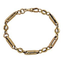 Victorian 9ct rose gold bar and circular link bracelet