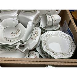 Johnson Brothers 'Eternal Beau' tea and dinner wares, to include dinner plates, teapot and coffee pot, cups and saucers, milk jug and sucrier etc