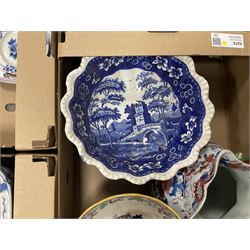 Spode Tower pattern bowl, together with Masons jug, transfer print ceramics and other collectables, in four boxes 