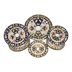  Ten Royal Crown Derby plates all in imari pattern 2451, in various sizes, comprising five D15.5cm, four D18cm and one D23cm