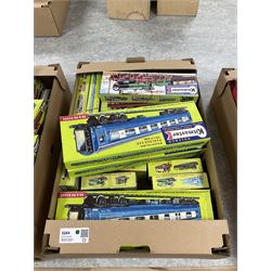 Large collection of Kitmaster scale model locomotives and carriages including Midland Pullman Power Car OO gauge no 31 and City of Truro OO gauge no 24, all boxed and mostly unbuilt