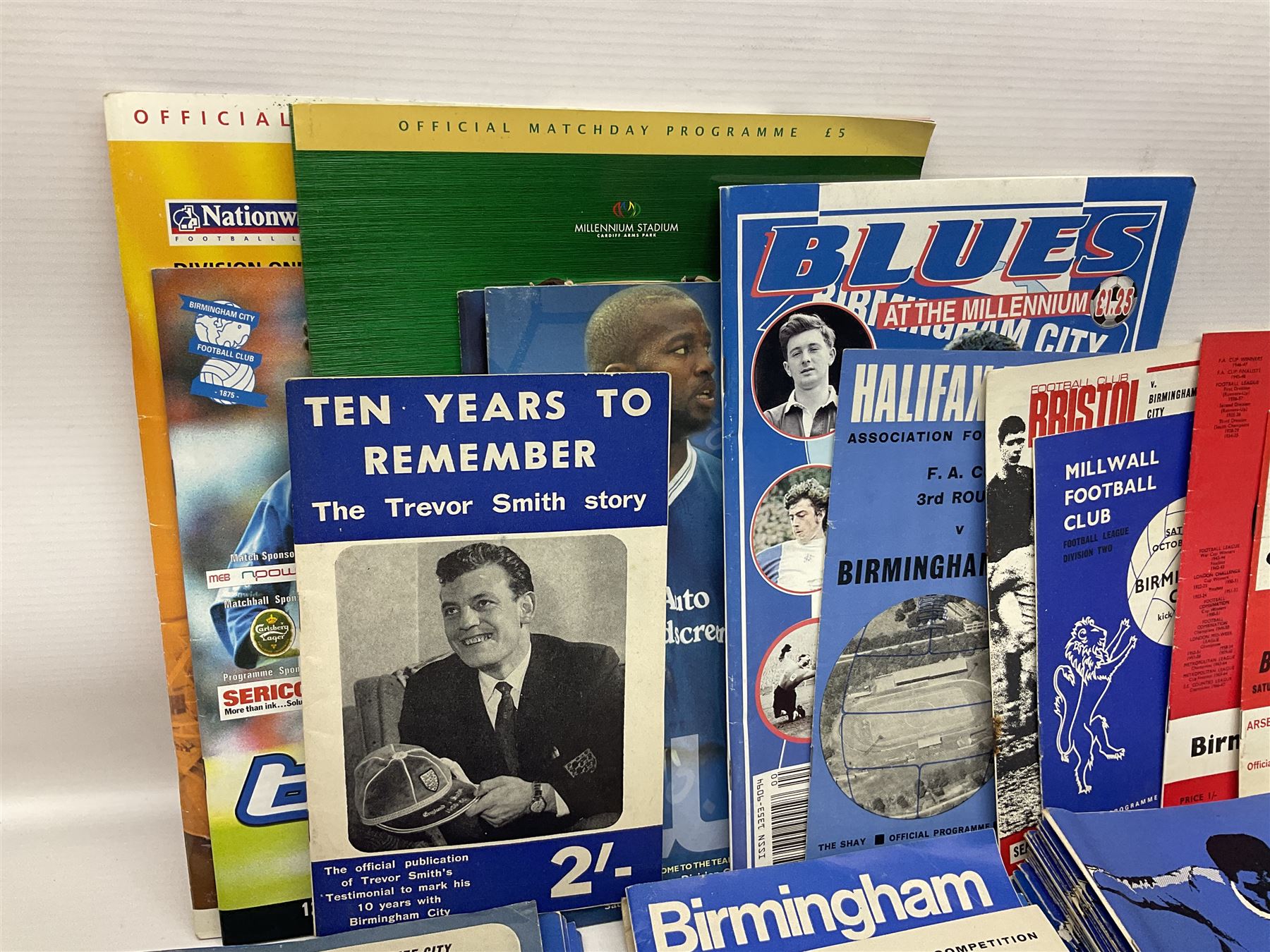 1931 F.A. Cup Final Birmingham City printed silk handkerchief, quantity of Birmingham City football programmes, and Tufty Club silk handkerchief