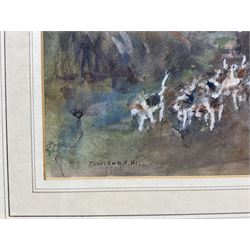Rowland Henry Hill (Staithes Group 1873-1952): North Yorkshire Foxhounds on a Country Lane, watercolour signed and dated 1908 
Provenance: private collection, purchased David Duggleby Ltd 16th September 2013 Lot 43; exh. Phillips & Sons, Cookham, November 1980